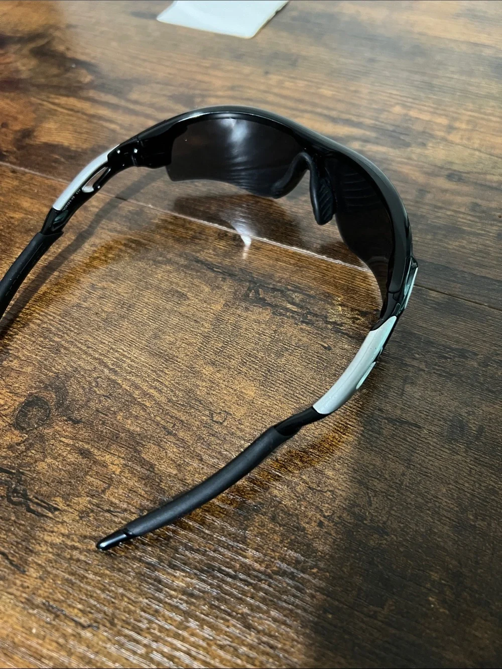 Oakley Black Shield Sunglasses with White Temple Accents with original case